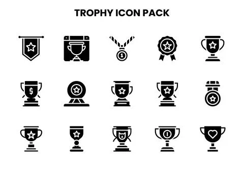 Trophy Glyph Design Icons Pack Ilustración de archivo