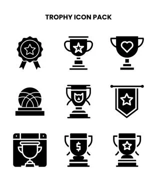 Trophy Glyph UI Icons Pack Stock Illustration