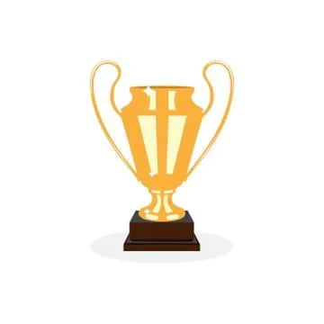 Trophy gold cup flat desing on a white background Stock Illustration