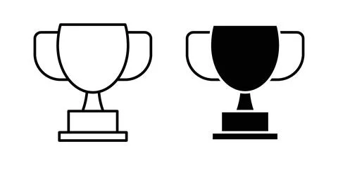 Trophy icon collection in black, Line icons, flat symbols Stock Illustration