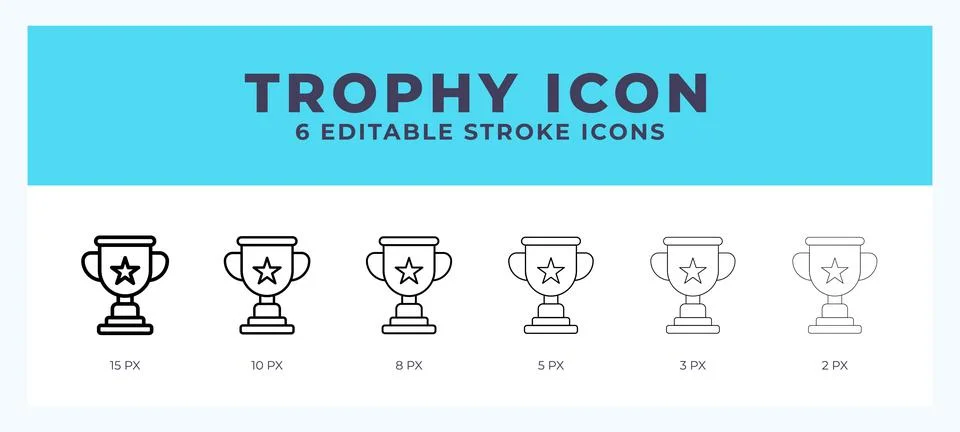 Trophy icon with editable stroke. Outline icon vector illustration. Illustrazione stock