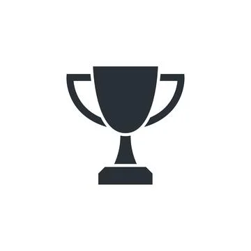 Trophy icon, flat vector illustration isolated on white background, winner cu Stock Illustration