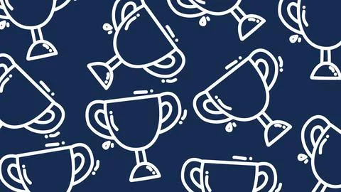 Trophy icon, line doodle pattern Stock Illustration