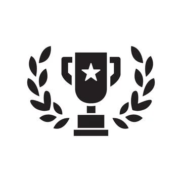 Trophy icon logo silhouette design template isolated Stock Illustration