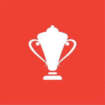 Trophy Icon On Red Background. Red Flat Style Vector Illustration Stock Illustration