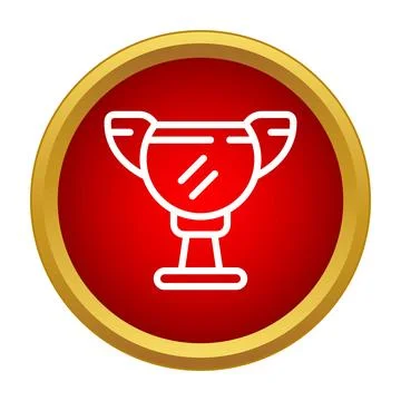 Trophy icon in red circle with gold border Illustrazione stock