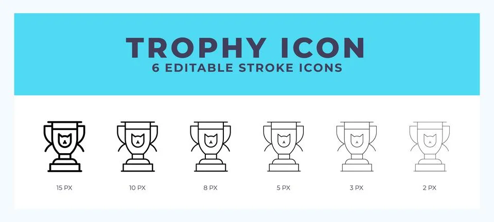 Trophy icon set with different stroke. Vector illustration with editable st.. Stock Illustration