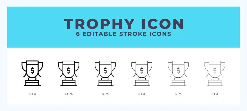 Trophy icon set with different stroke. Vector illustration with editable st.. Stock Illustration