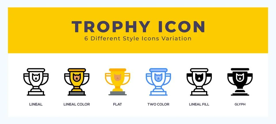 Trophy icon set with different styles. Design elements for logo. Vector ill.. 스톡 일러스트