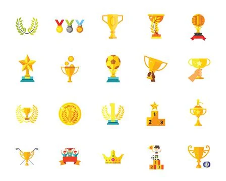 Trophy icon set Illustrazione stock