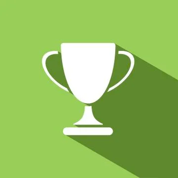 Trophy icon with shadow on green background Stock Illustration