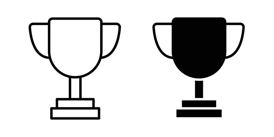 Trophy icon thin line and clipart style vector set Stock Illustration