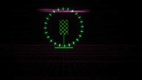 Trophy Icon in Voxel Style on Dark Synthwave Grid for Retro Gaming Achievem.. Stock-Footage 343771540