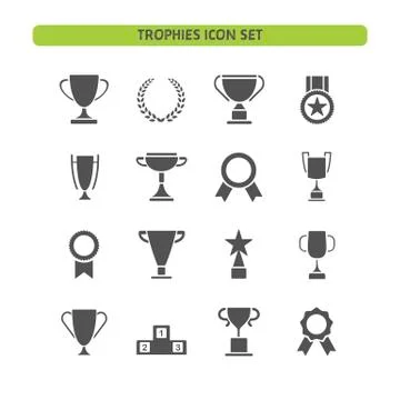 Trophy icons set on a white background Stock Illustration