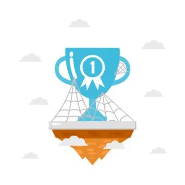 Trophy on island with spider web Stock Illustration