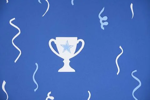 Trophy with a light blue and white star, Argentine flag, surrounded by stre.. Stock Photos
