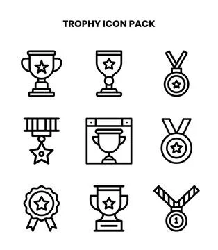 Trophy Line Design Icons Pack Stock Illustration
