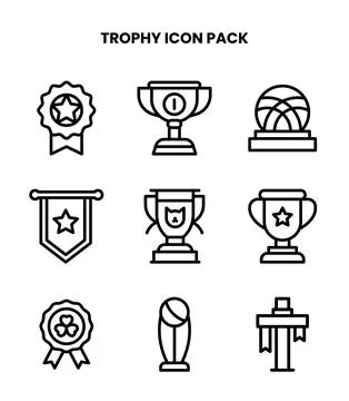 Trophy Line Design Icons Pack Stock Illustration