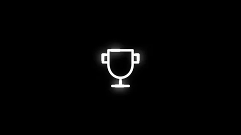 Trophy Line Icon Animation Loop Black Background Stock Footage 337871298
