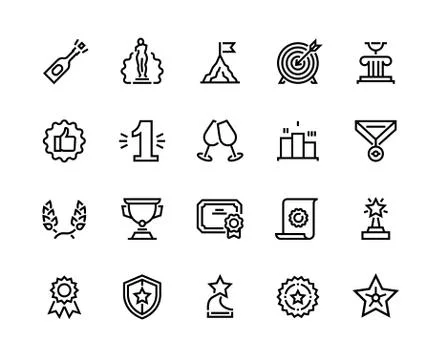 Trophy line icon. Quality certificate and badge, award cup and winner reward Stock Illustration