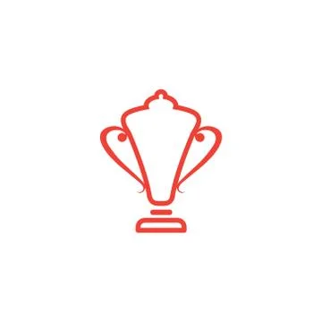 Trophy Line Red Icon On White Background. Red Flat Style Vector Illustration Stock Illustration