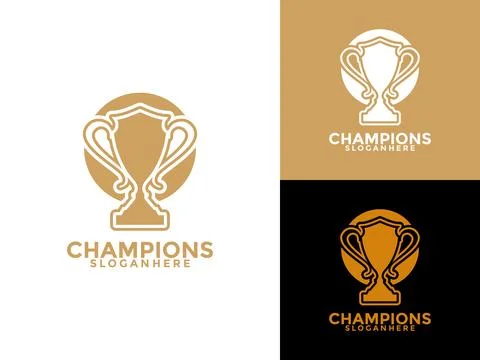 Trophy logo icon design template flat vector illustration, Award Winner log.. Stock Illustration