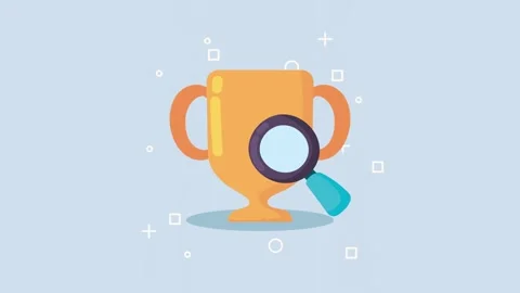 Trophy with magnifying glass animation, a dynamic concept of achievement an.. 動画素材 338318935