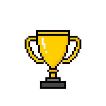 Trophy in pixel art. for 8 bit games. cross stitch pattern or t-shirt design  Stock Illustration