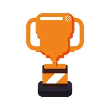 Trophy pixel video game play icon. Vector graphic Stock Illustration