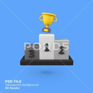 Trophy with podium isolated 3d render icon illustration PSD-sjabloon