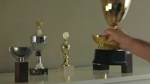 Trophy Prize Large on top of drawer Stock-Footage 75979835