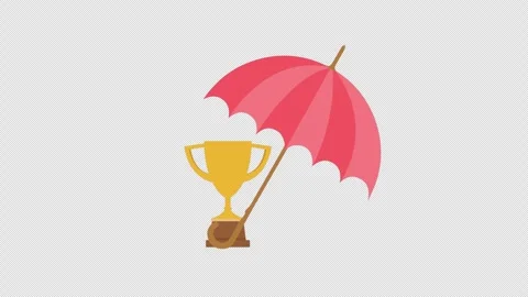 Trophy Protected by Umbrella Symbolizing Secure Success Achievement Animation Stock Footage 339761441