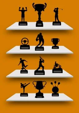 Trophy Shelves Stock Illustration