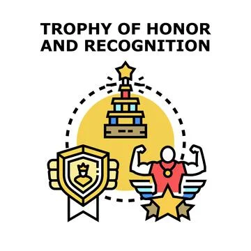 Trophy shield and winner showing success concept Illustrazione stock