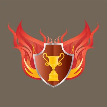 Trophy Shield With Flames Stock Illustration