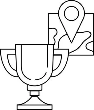 A trophy is shown with a map and a compass 스톡 일러스트