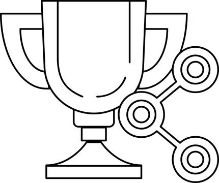 A trophy is shown with a pair of scissors and a chain Ilustração Stock