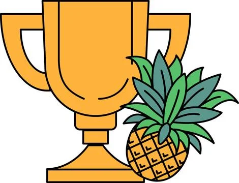 A trophy is shown with a pineapple on top of it 스톡 일러스트