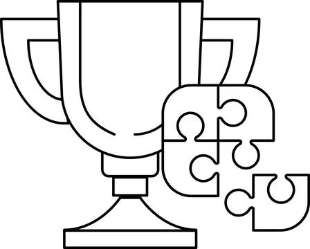 A trophy is shown with a puzzle piece on it 스톡 일러스트