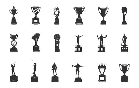 Trophy silhouettes, Trophy svg, Trophy vector set, Trophy icon Stock Illustration