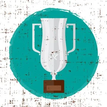 Trophy. Silver flat vector icon with star and grunge screen texture Stock Illustration