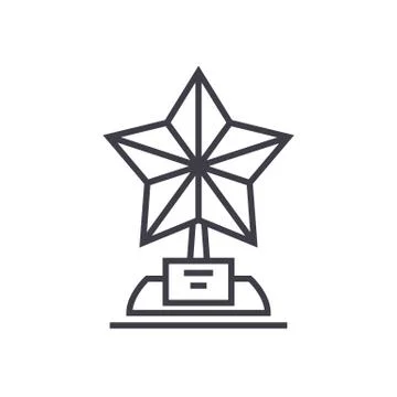 Trophy star vector line icon, sign, illustration on white background, editabl Stock Illustration