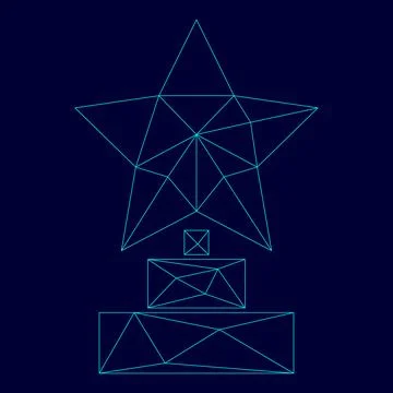 Trophy star winner award low poly triangulation triangulated polygonal elec.. Illustrazione stock