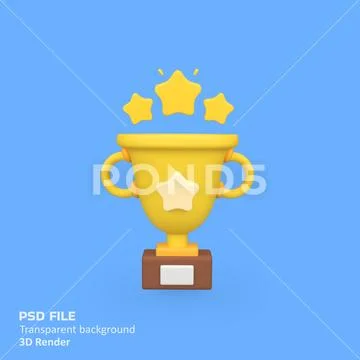 Trophy with Stars isolated 3d render icon illustration PSD Template