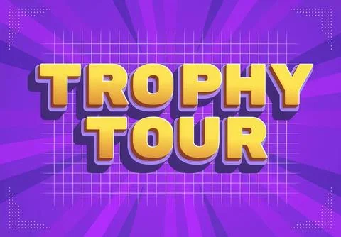Trophy tour text graphic with bright purple background Ilustración de archivo