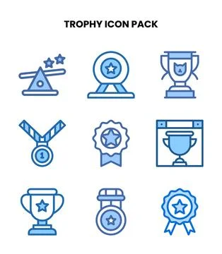 Trophy Two Colour Collection Icons Pack Stock Illustration