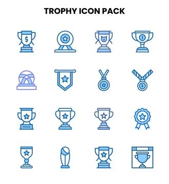 Trophy Two Colour Graphics Icons Pack Stock Illustration