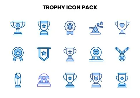 Trophy Two Colour Icons Pack Illustrazione stock