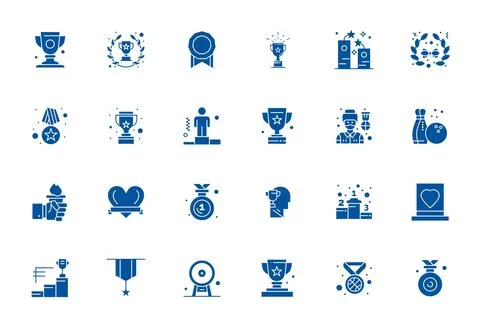 Trophy Vector Icon Collection featuring 24 Pixel Aligned High Resolution Fi.. Stock Illustration