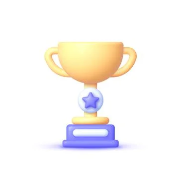 Trophy whit Star 3D Vector illustration on white background. Vector 3d Stock Illustration